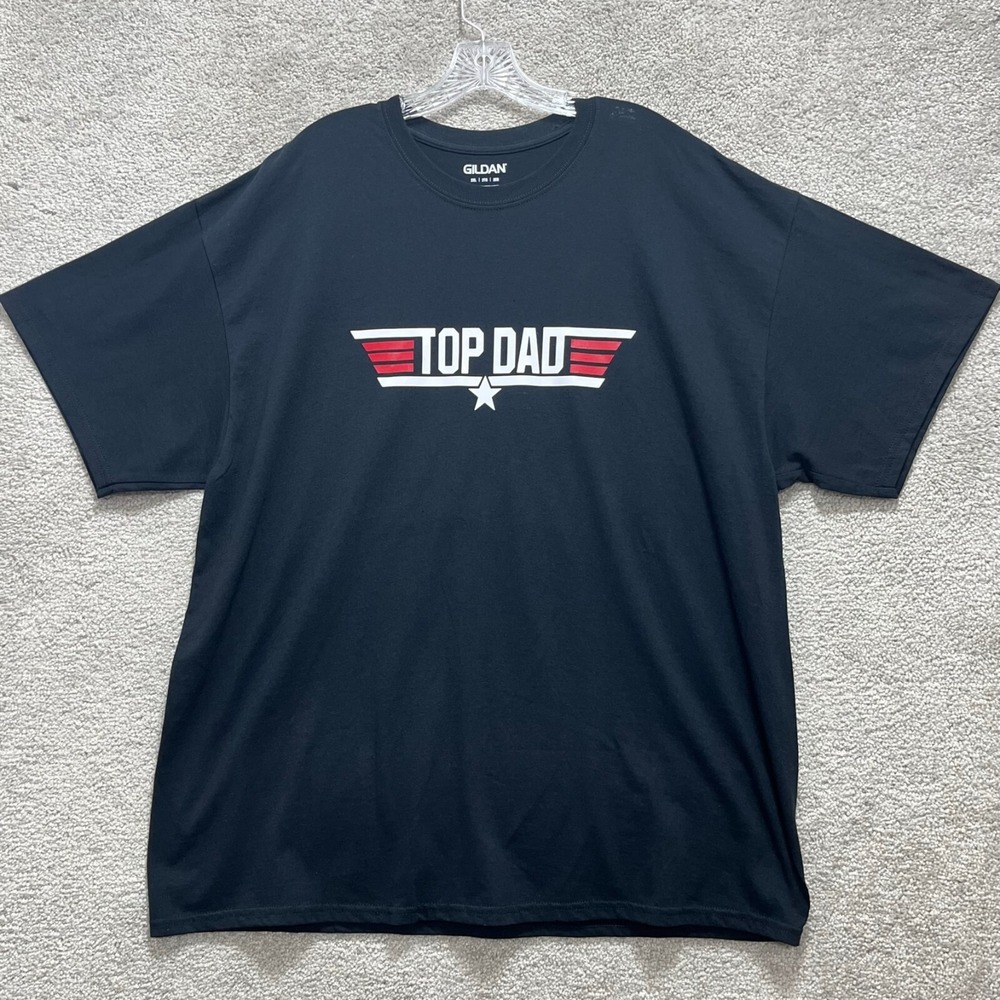 Top Dad‎ T-Shirt Men's 2XL Blue Graphic Novelty Crew Neck Pullover Gildan